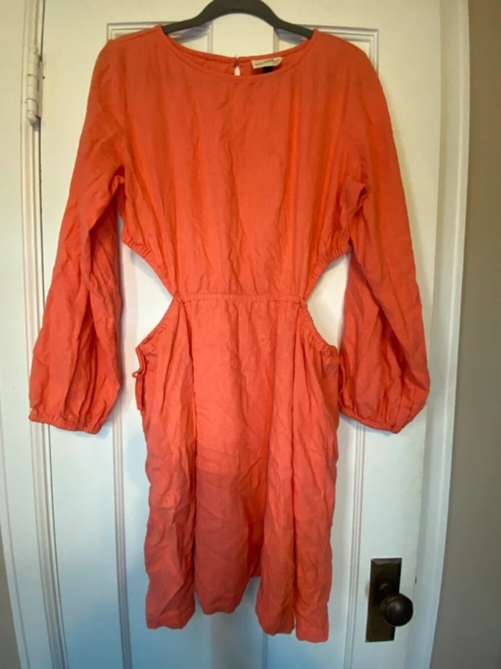 Women’s universal thread size large orange coral side cut out dress